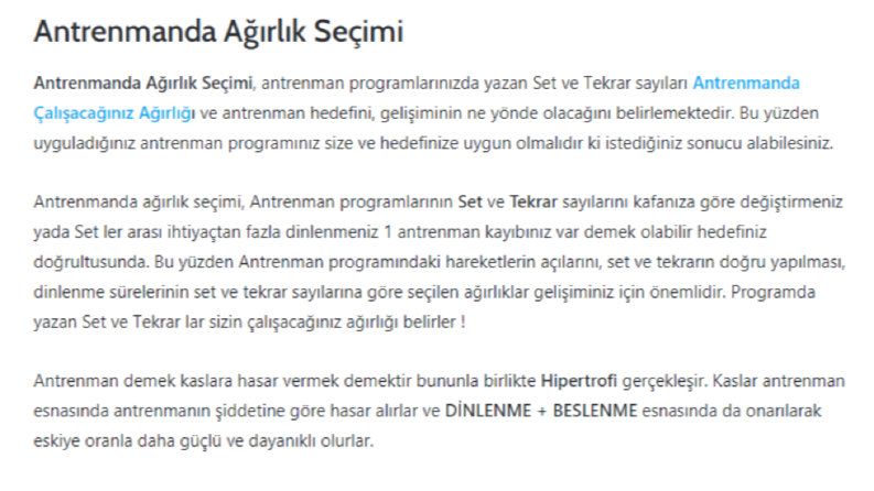 Antrenmanda Ağırlık Seçimi