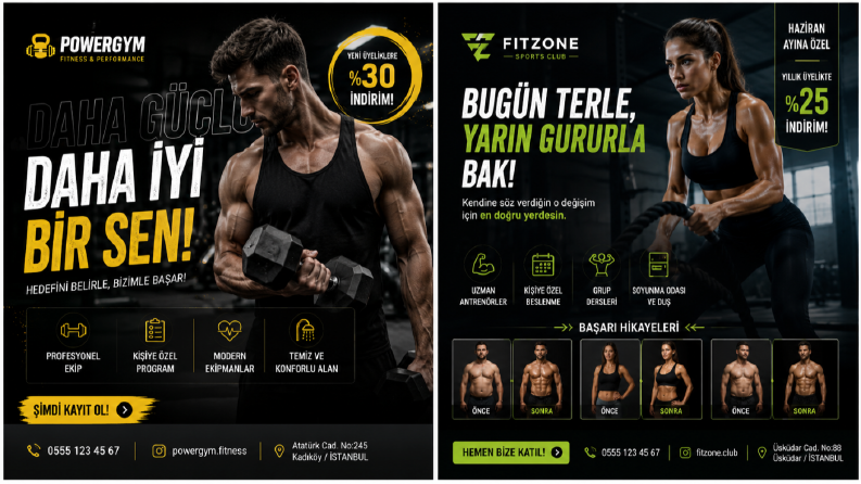 Dönüşüm Odaklı Spor Salonu Reklam Tasarımları