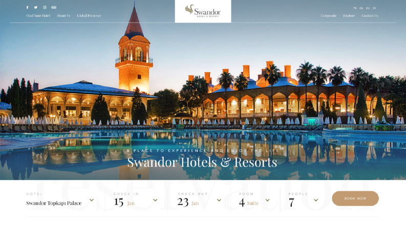 Swandor Hotels UI/UX Tasarımı