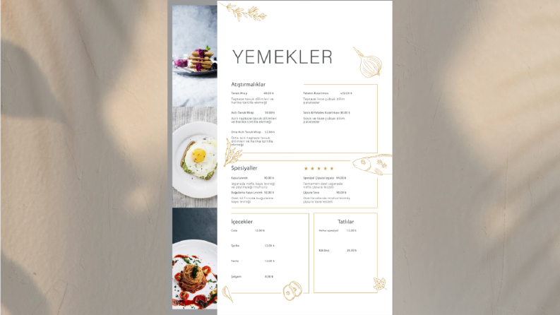 Modern  menü tasarımı