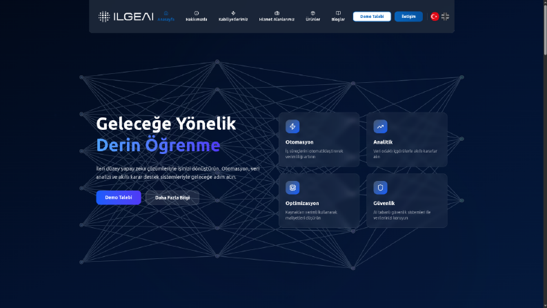 AI Teknoloji Şirketi İçin High-End Web Geliştirme