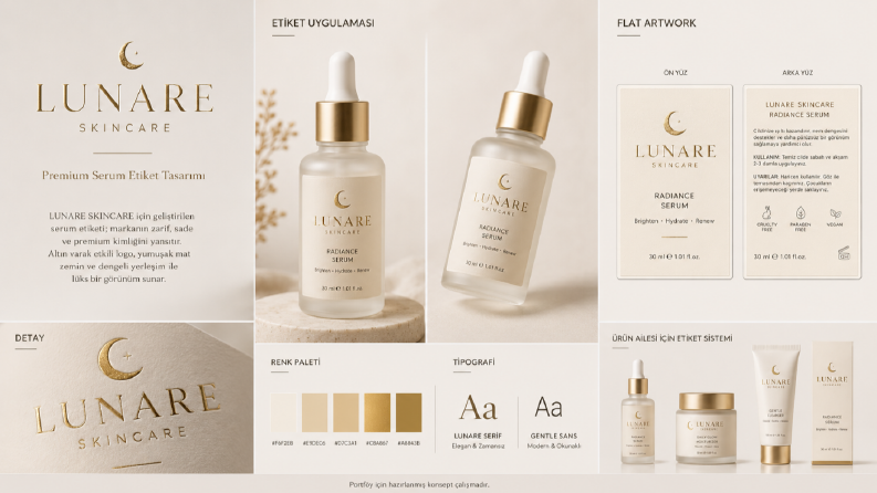 LUNARE SKINCARE — Premium Serum Etiket Tasarımı