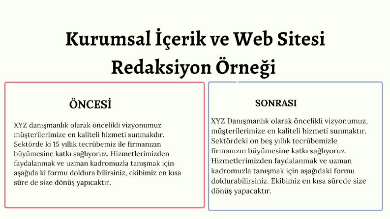 Kurumsal İçerik ve Web Sitesi Redaksiyonu