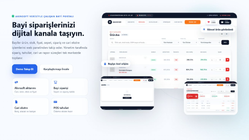Akınsoft Entegreli B2B/B4B Bayi Yönetim Sistemi