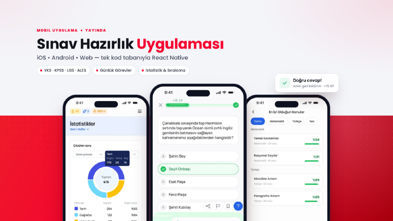Krow – Sınav Hazırlık Uygulaması (iOS, Android, Web)