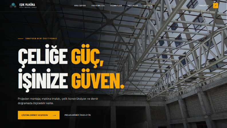 Işık Makina - Profesyonel Kurumsal Web Sitesi Tasarımı