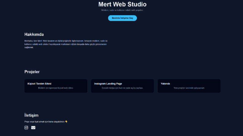 Temiz ve modern HTML/CSS web sitesi. Mobil uyumlu, hizmetler