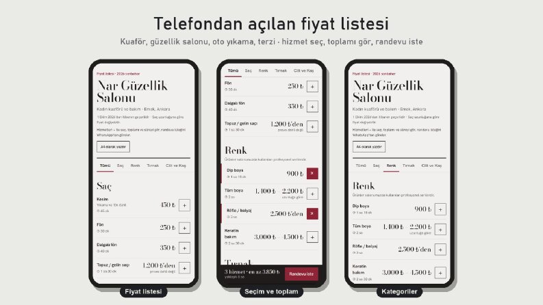 Telefondan Açılan Fiyat Listesi - Örnek Çalışma