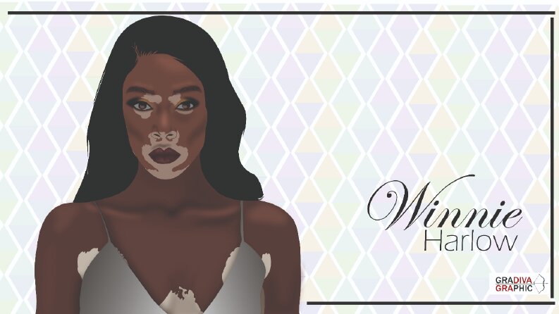 Winnie Harlow vektörel portre çalışması