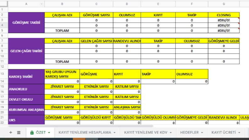 Online Excel Takip Raporu