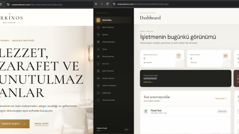 Restoranınıza Özel Yönetim Panelli Profesyonel Web Sitesi