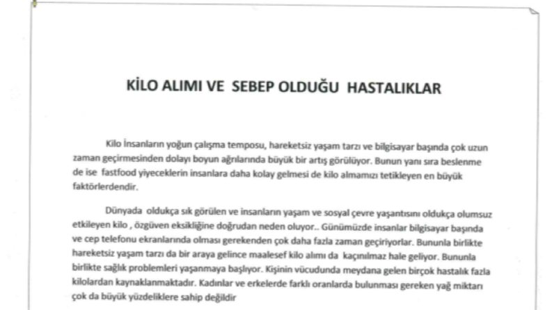 KİLO ALIMI VE SEBEP OLDUĞU HASTALIKLAR 