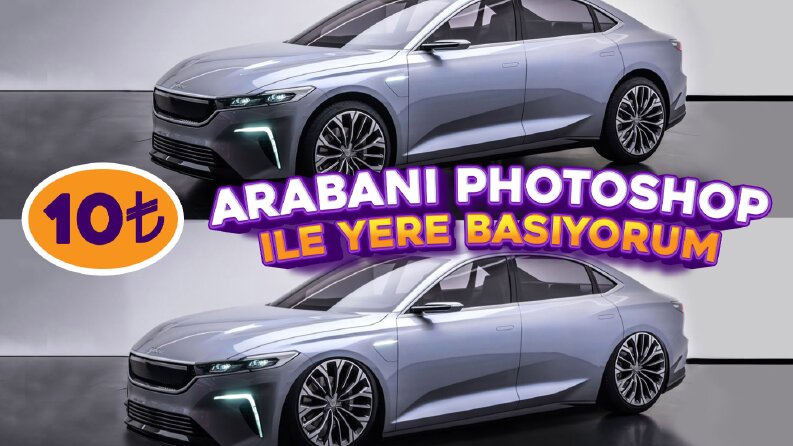 Arabanı Photoshop ile Yere Gerçekçi Basarım.