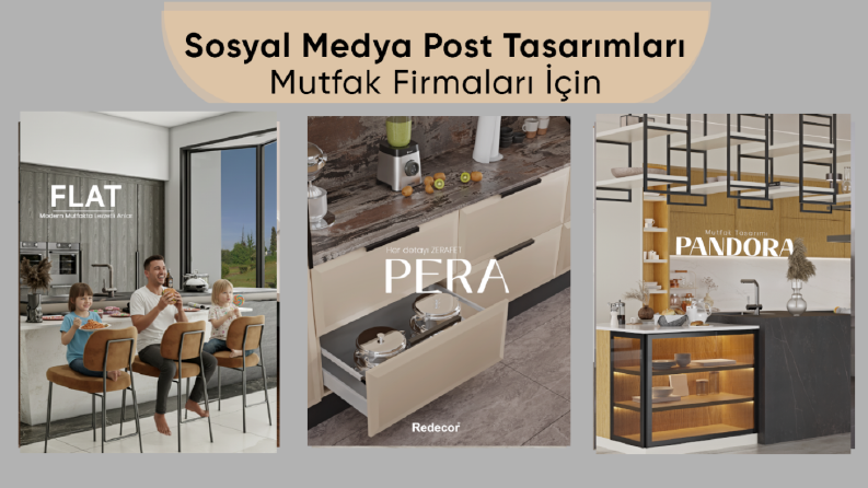 Sosyal medya post tasarımları mutfak firmaları için.