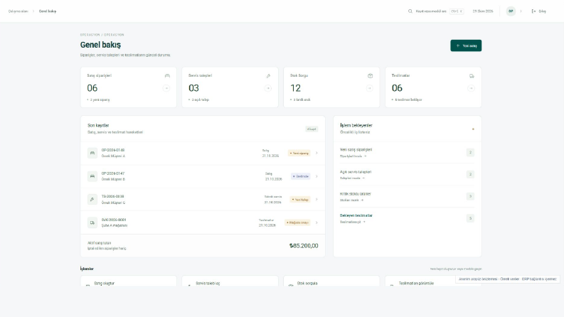 Satış, Stok ve Servis Portalı | Operations Portal