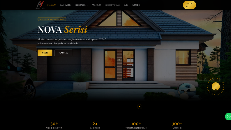 Bursa'da Hizmet Veren ALP Çelik Yapı Müşterimize Websitesi