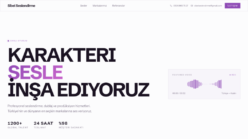 Sibel Seslendirme - Kurumsal Web Sitesi Redesign