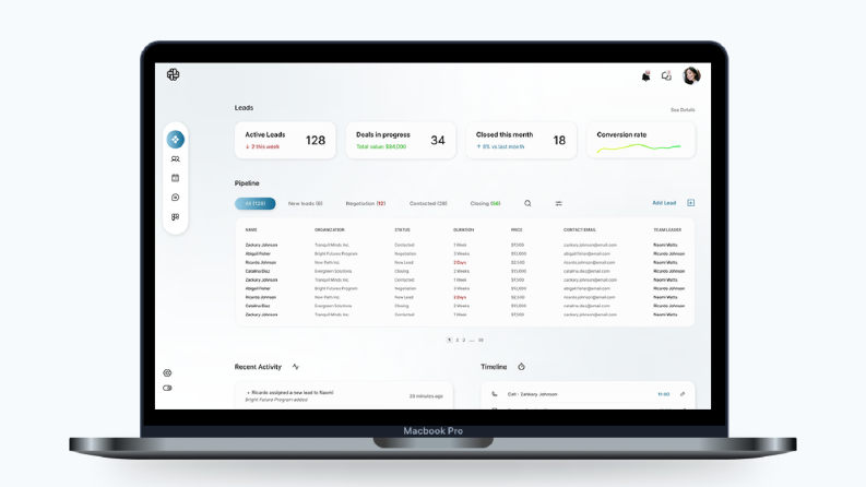 CRM Arayüzü UI/UX