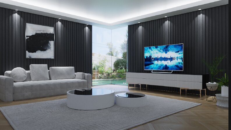 İspanya Villa Salon Tasarımı Render