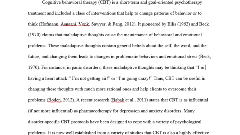 Cognitive Behavioral Therapy for Panic Disorder