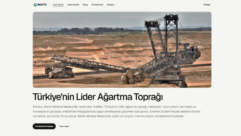 Bento Mineral Madencilik - Çoklu Dil Destekli Kurumsal Site