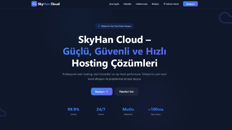Skyhan Hosting - Kendi hostingimin kurumsal web sayfası