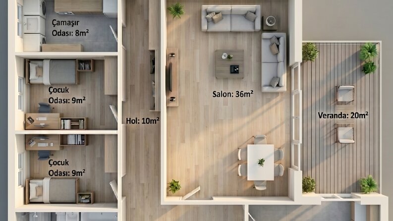 3d ve 2d kat planı görselleştirme
