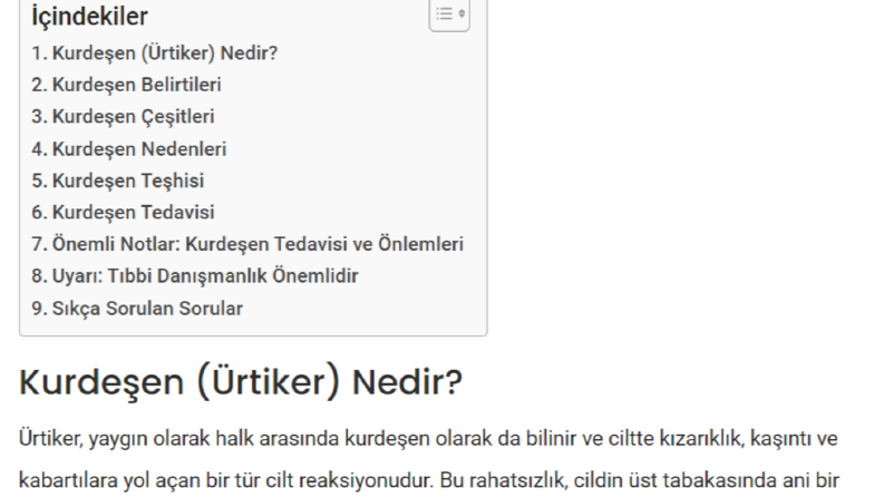 Kurdeşen Belirtileri Hakkında Makale