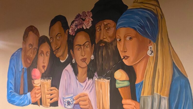 Duvar resmi, yağlı boya, karakalem