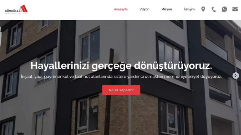 sumbullerinsaat.com | Arayüz Geliştirme