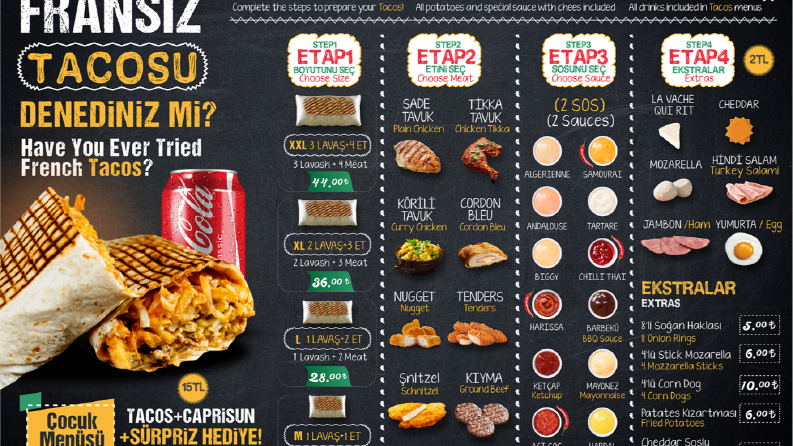 Le Monde Du Tacos Menu Design