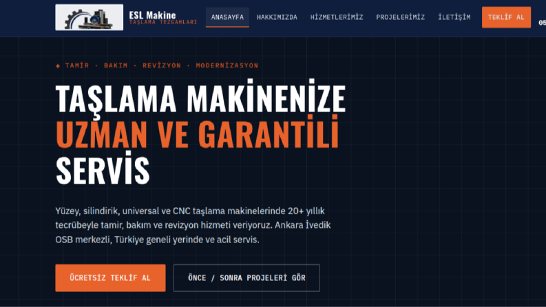 ESL Makine Taşlama Kurumsal Web Sitesi