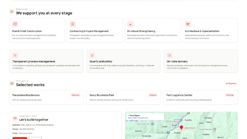 İnşaat Sitesine Kurumsal Website