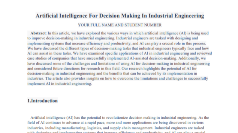 Artificial Intelligence For Decision Making In Industrial En