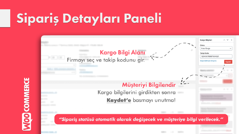 Woocommerce Kargo Takip Eklentisi Sipariş Detayları Ekranı